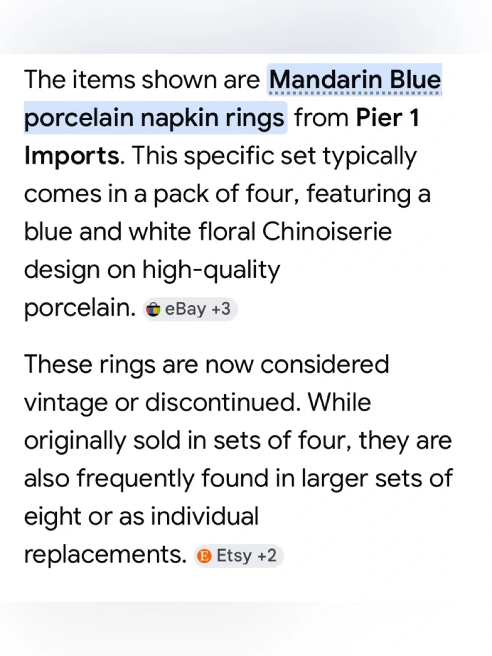 PIER 1  VINTAGE Mandarin Blue porcelain set of (4) napkin holders NIB NWT